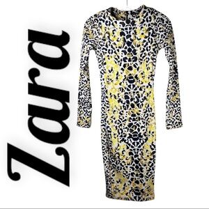 ZARA W&B COLLECTION Bodycon Animal Print‎ Scuba Dress, Size Small
